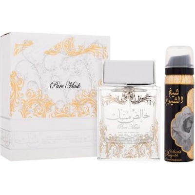 LATTAFA Pure Musk подаръчен комплект: EDP 100 ml + дезодорант (случаен аромат от производителя) 50 ml унисекс
