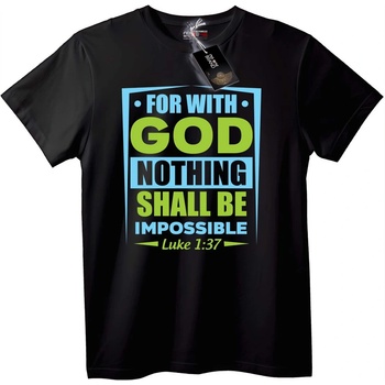 NOONEBRAND Тениска За Бог нищо не е невъзможно - 6XL, Black