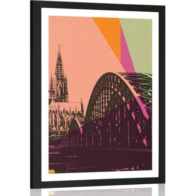 Plakát s paspartou digitální ilustrace města Kolín - 40x60 white