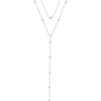 Biju Dvojitý řetízek z chirurgické oceli se zirkony 3002506