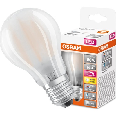 Osram LED žiarovka E27 A60 5,8W 60W 806lm 2700K Warm 300° CRI90 Stmievateľné vlákno SUPER STAR+