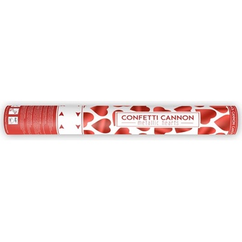 PartyDeco Vystrelovacie konfety červené srdcia 40 cm