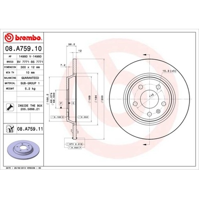 BREMBO Brzdový kotúč 08A75911