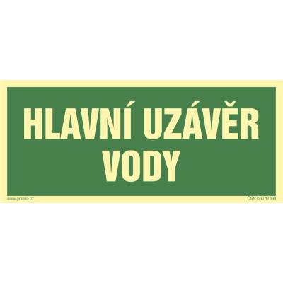 Grafiko | Hlavní uzávěr vody - fotoluminiscenční - Materiál Plast, Rozměr 400x200mm