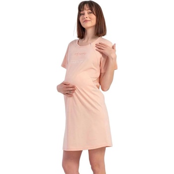 Розова нощница за кърмене с къс ръкав и ципове отстрани