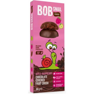 Eco Snack Bob Snail Choco bez přidaného cukru jablko, malina 30 g