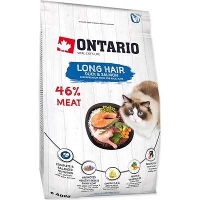 Ontario Cat Long Hair Duck & Salmon 0,4 kg