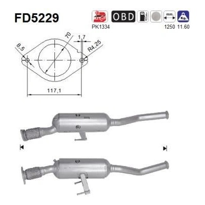 Filtr sazových částic, výfukový systém AS FD5229