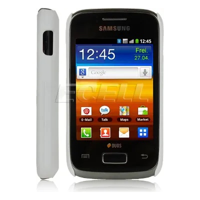 Samsung Galaxy Y Duos S6102 Твърд Калъф Бял + Протектор