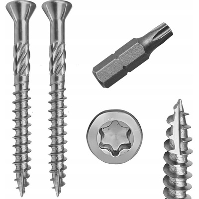 Nerezové vruty do dřeva 4x40 terasové ocel C1 TORX 500 ks Bit
