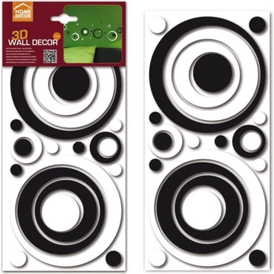 Crearreda Samolepící dekorace B&W Circles 3D – Zboží Dáma