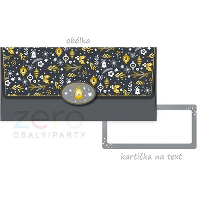 Obálka dárková na peníze - vánoční černo-šedá