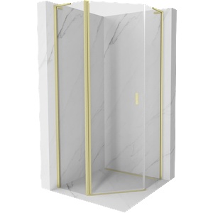 Mexen Mist L квадратна душ кабина на панти 80 x 80 см, прозрачна, четкано злато - 8A8L-080-080-55-00 (8A8L-080-080-55-00)