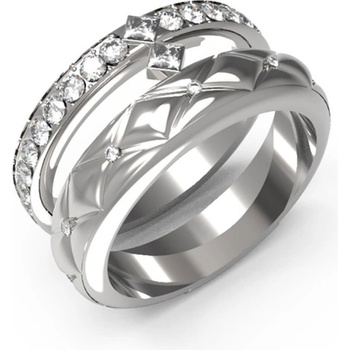 Guess Oceľový prsteň s kryštálmi Stylish JUBR04586JWRH