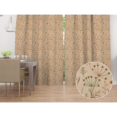 Biante Dekoračný záves PML-070 Jesenné rastliny na svetlo hnedom 145x140 cm