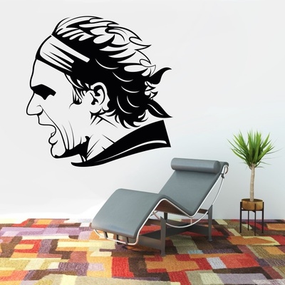 Wrapino vinylová samolepka na zeď Roger Federer tenista, rozměry 101x99cm