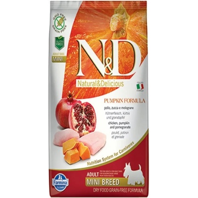 N&D Pumpkin Chicken and Pomegranate Adult Mini за кучета от дребни породи с пиле и нар