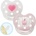 Baby-Nova Силиконова залъгалка с ринг Baby-Nova - размер 1, сърце и кексче, 2 броя (28220)