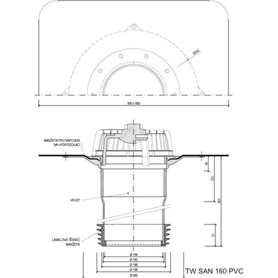 Sanačný vpust TW SAN PVC Typ: 160 PVC (186-200mm)