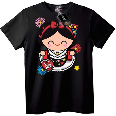NOONEBRAND Тениска Народна любовна кукла - L, Black