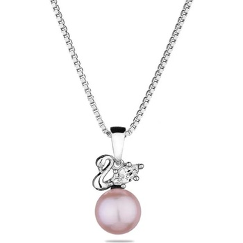Image 1 of Swan Сребърно колие със сладководна розова перла и циркон CAA088NR Swan