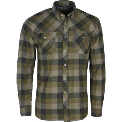 Pinewood košile dřevorubecká Lumbo flannel kostkovaná olivová hnědá