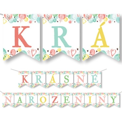 Party Deco Jumbo girlanda Krásné narozeniny PASTEL CZ 23 x 340 cm – Zboží Dáma