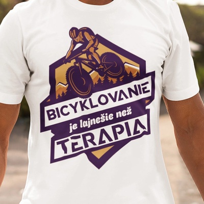 Tričko s potlačou Bicyklovanie lepšie než terapia biela
