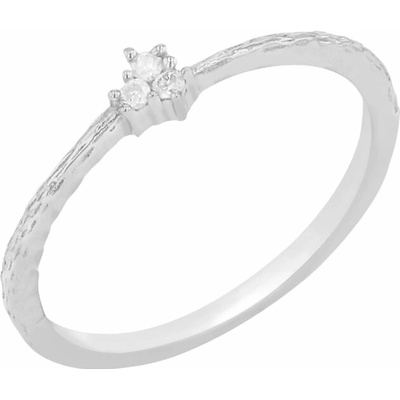 Eppi Stříbrný diamantový prsten s tepaným povrchem Milan R42452