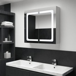 vidaXL LED шкаф с огледало за баня, 80x12, 2x68 см (285123)
