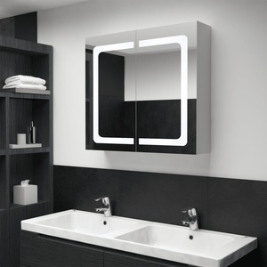 vidaXL LED шкаф с огледало за баня, 80x12, 2x68 см (285123)