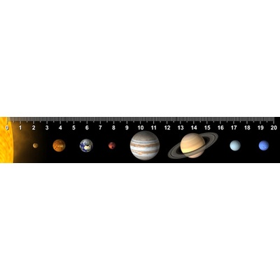(A) 3D pohľadnica pravítko Solar System