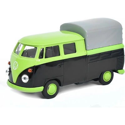Welly Volkswagen T1 Double Cabin Pick Up černá/zelená 1:32
