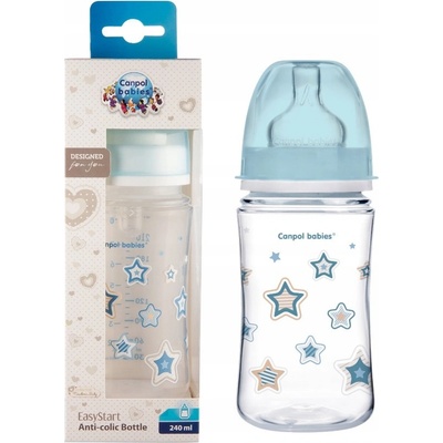 Canpol babies Fľaša sa širokým hrdlom Newborn baby 240ml modrá