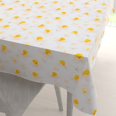 Biante Teflónový obdĺžnikový obrus TF-137 Narcisky na bielom 100x140 cm