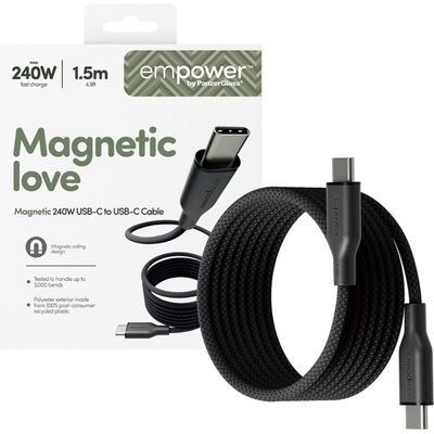 Data кабел empower by PanzerGlass Magnetic Snake USB-C to USB-C Cable 240W USB 2.0, 1, 5m - Space Black