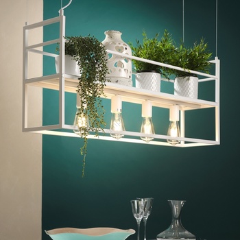 Onli - Пендел с рафт JEFFER 4xE27/22W/230V бял (OL0419)