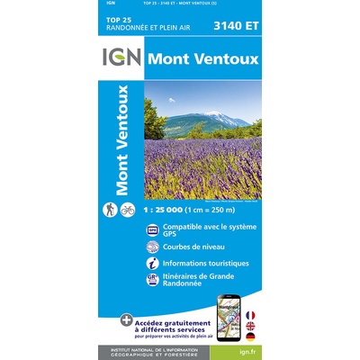 IGN mapa Mont Ventoux 1:25 t.