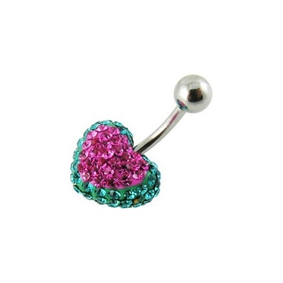 Piercingate piercing do pupíku srdce s krystaly PBSW00065 Srdce