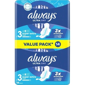 Always Дамски превръзки с крилца Always Ultra - Night Duo, 14 броя
