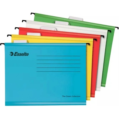 ZÁVESNÉ ZAKLADACIE DOSKY, RECYKLOVANÝ KARTÓN, A4, ESSELTE "CLASSIC", MIX FARIEB