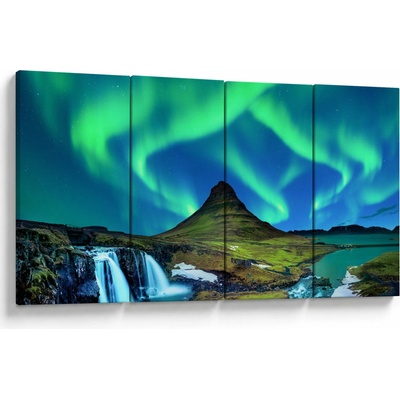 Obraz - Kirkjufell, Island, štvordielne 160x80 cm