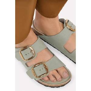 Birkenstock чехли дамски от кожа Arizona Big Buckle Oiled Leather