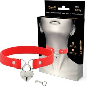  Изискан чокър, сърце с ключалка - Desire Choker Heart Red (D-229296)