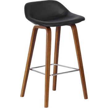 Carmen Бар стол Carmen 3088, до 100кг, дърво/еко кожа, дървена база, орех, черен (3521047)