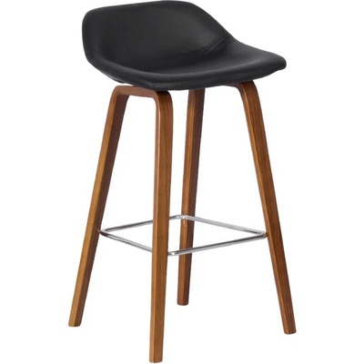 Carmen Бар стол Carmen 3088, до 100кг, дърво/еко кожа, дървена база, орех, черен (3521047)