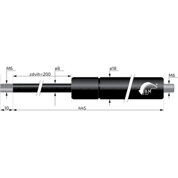 Plynová vzpera Berthold Marx 445 mm, 400 N, 08/18 M6