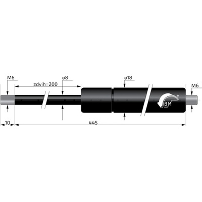 Plynová vzpera Berthold Marx 445 mm, 400 N, 08/18 M6
