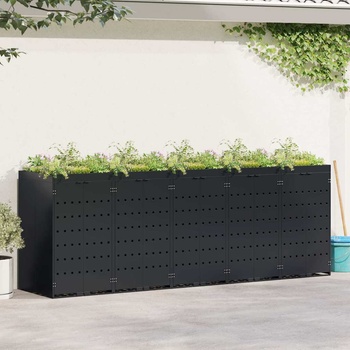 vidaXL Контейнер за съхранение на 5 коша Черно 340 x 77, 5 x 121, 5 см (3394741)