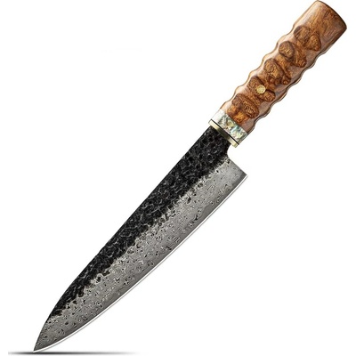 IZMAEL Damaškový kuchynský nôž Kenichi Chef/Hnedá 19.5 cm